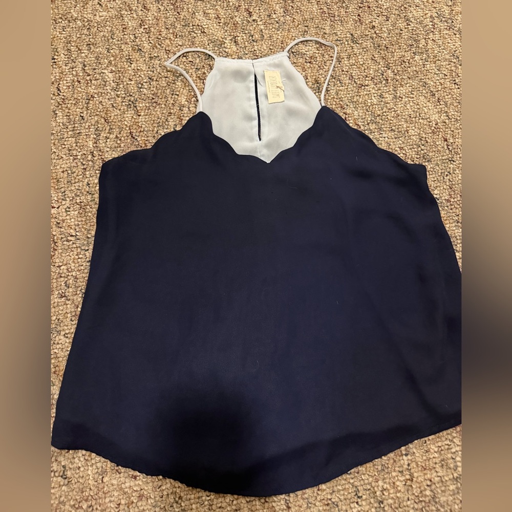 Navy Racerback Blouse Tank
